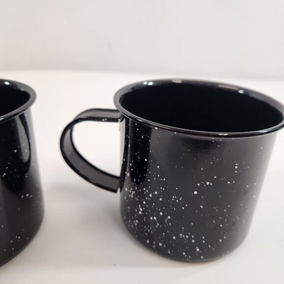 EVO Car Share Camping Enamel Mugs Black Speckled Outdoor Drinking Cups x 2 - Picture 7 of 11